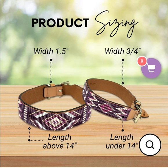 New Limited Edition Sambboho Charlotte Purple Beaded Leather Dog Collar sz 20-22 - Picture 12 of 16